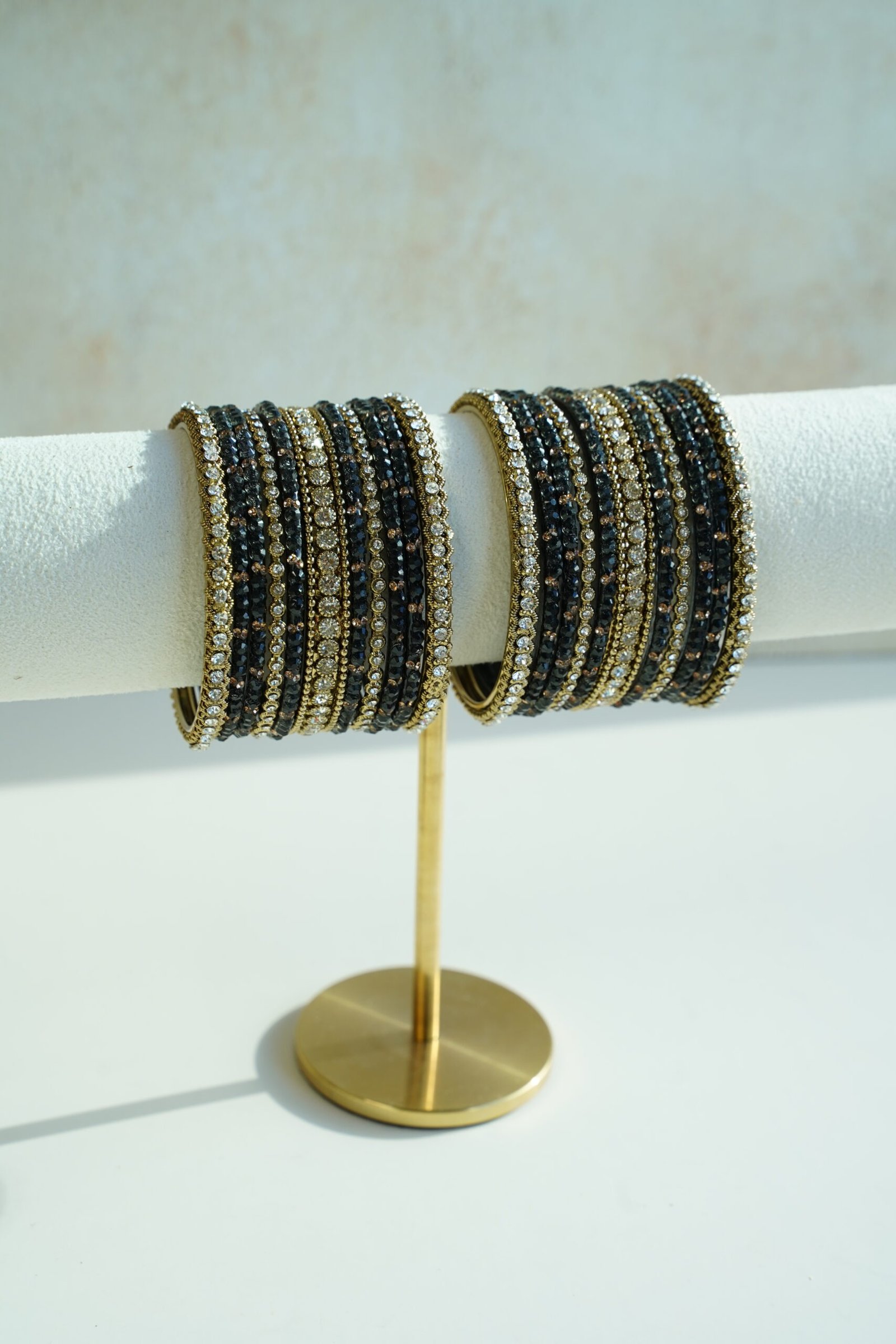 Black Glass Bangle Set