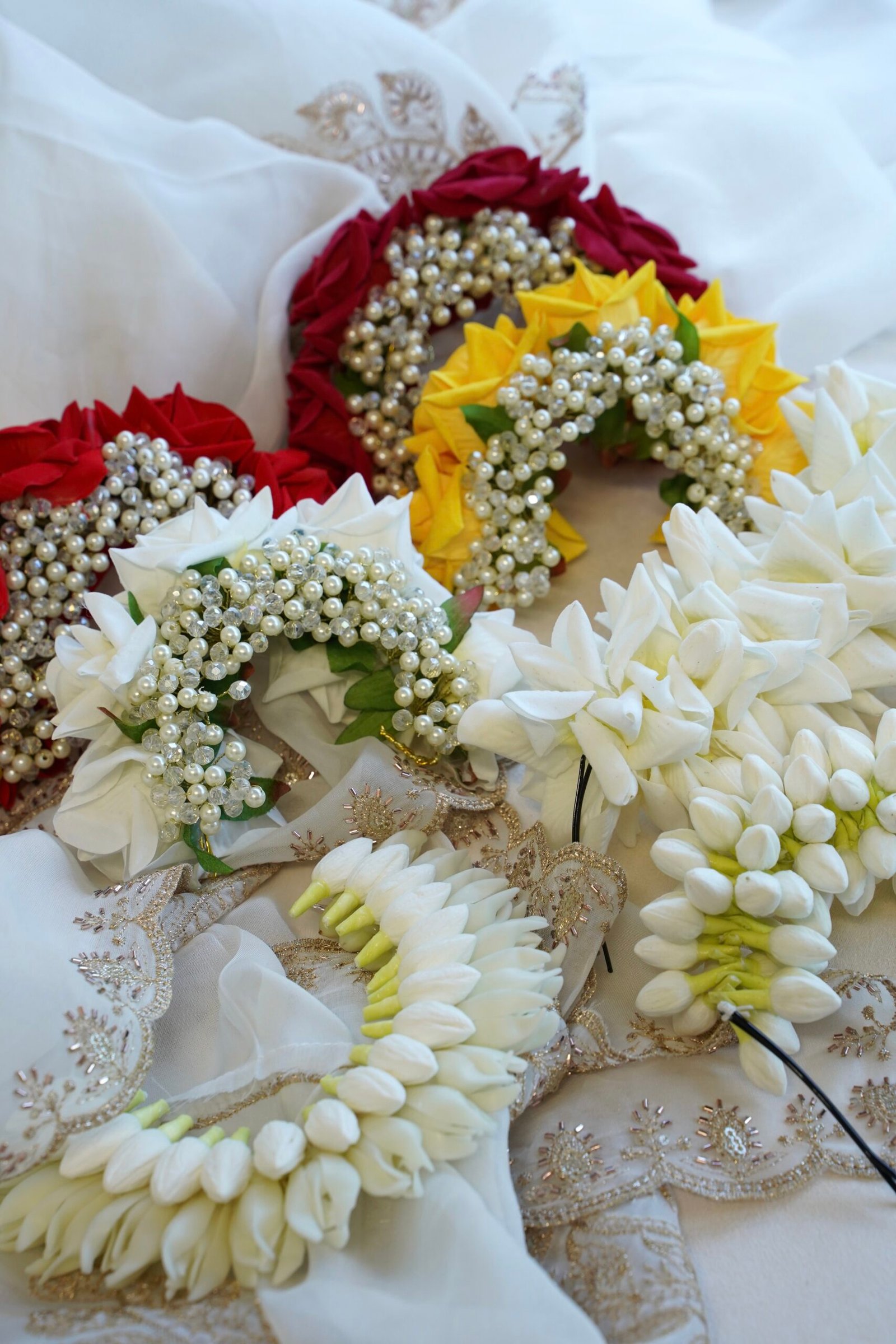 Rose hair bun gajra - traditional floral bun accessory for South Asian weddings and festive occasions