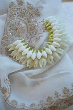 Half gajara made of artificial jasmine buds for hair bun, South Asian hair accessory