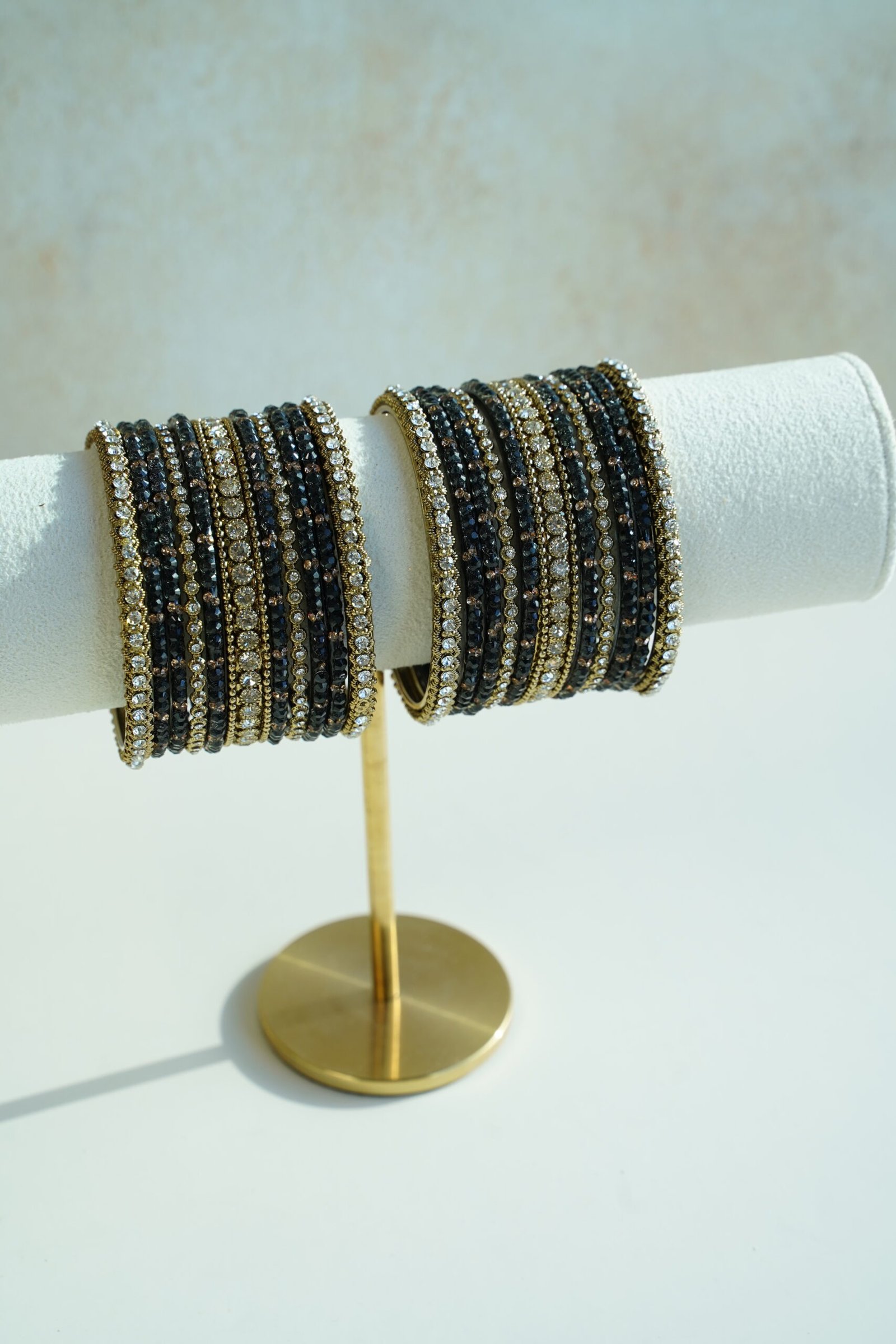 Black Glass Bangle Set - Image 3