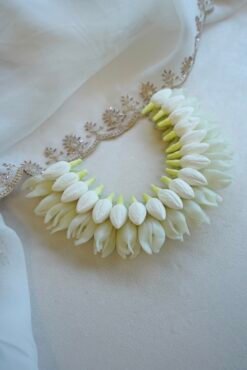 Half gajara made of artificial jasmine buds for hair bun, South Asian hair accessory