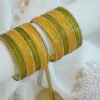 Layla green and orange glass bangle set with stone detailing - South Asian festive bangles