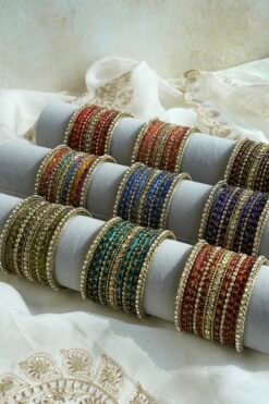 glass bangle set in multiple colors - South Asian festive bangles