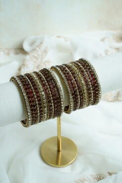 Aanchal glass bangle set in maroon - South Asian festive bangles