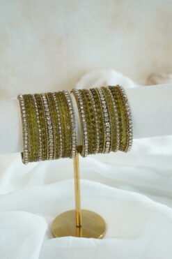 Aanchal glass bangle set in mehndi green - South Asian festive bangles