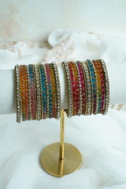 Aanchal glass bangle set in multi color - South Asian festive bangles