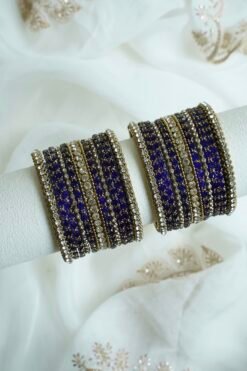 Aanchal glass bangle set in navy blue - South Asian festive bangles