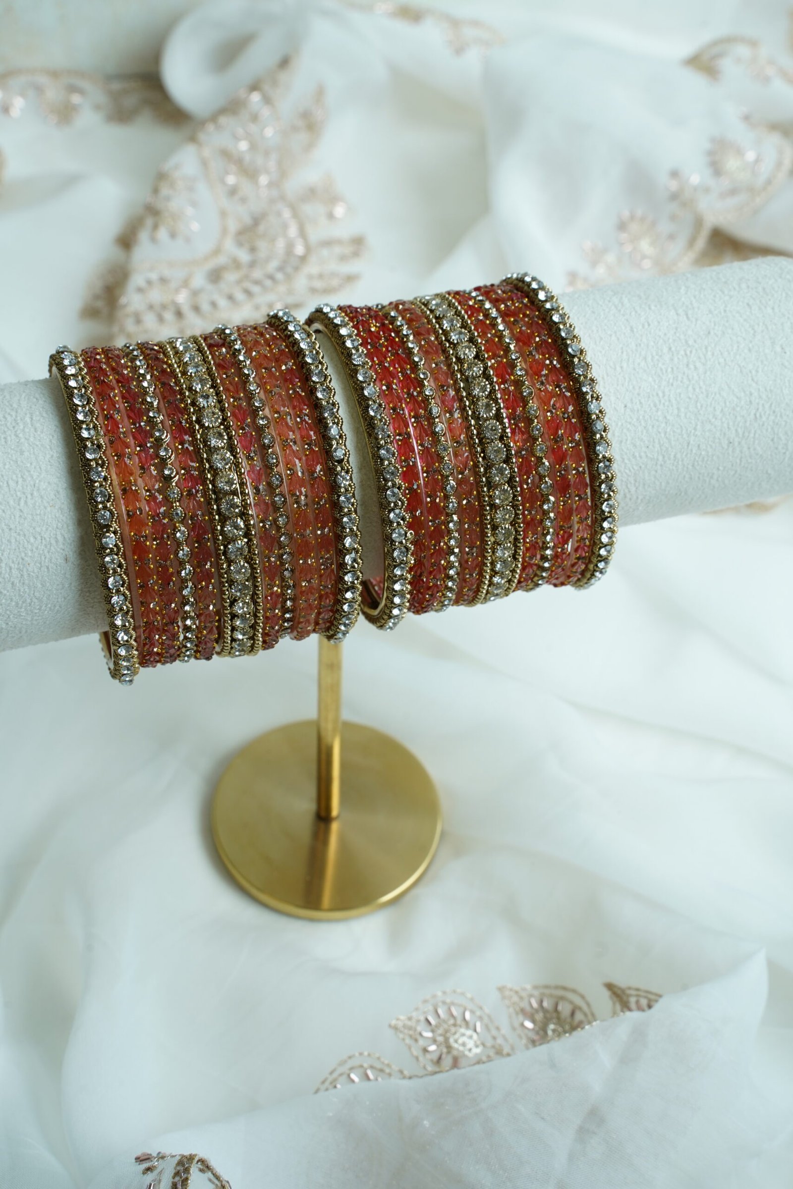 Aanchal glass bangle set in orange - South Asian festive bangles
