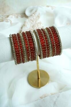 Aanchal glass bangle set in red - South Asian festive bangles