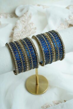 Aanchal glass bangle set in royal blue - South Asian festive bangles
