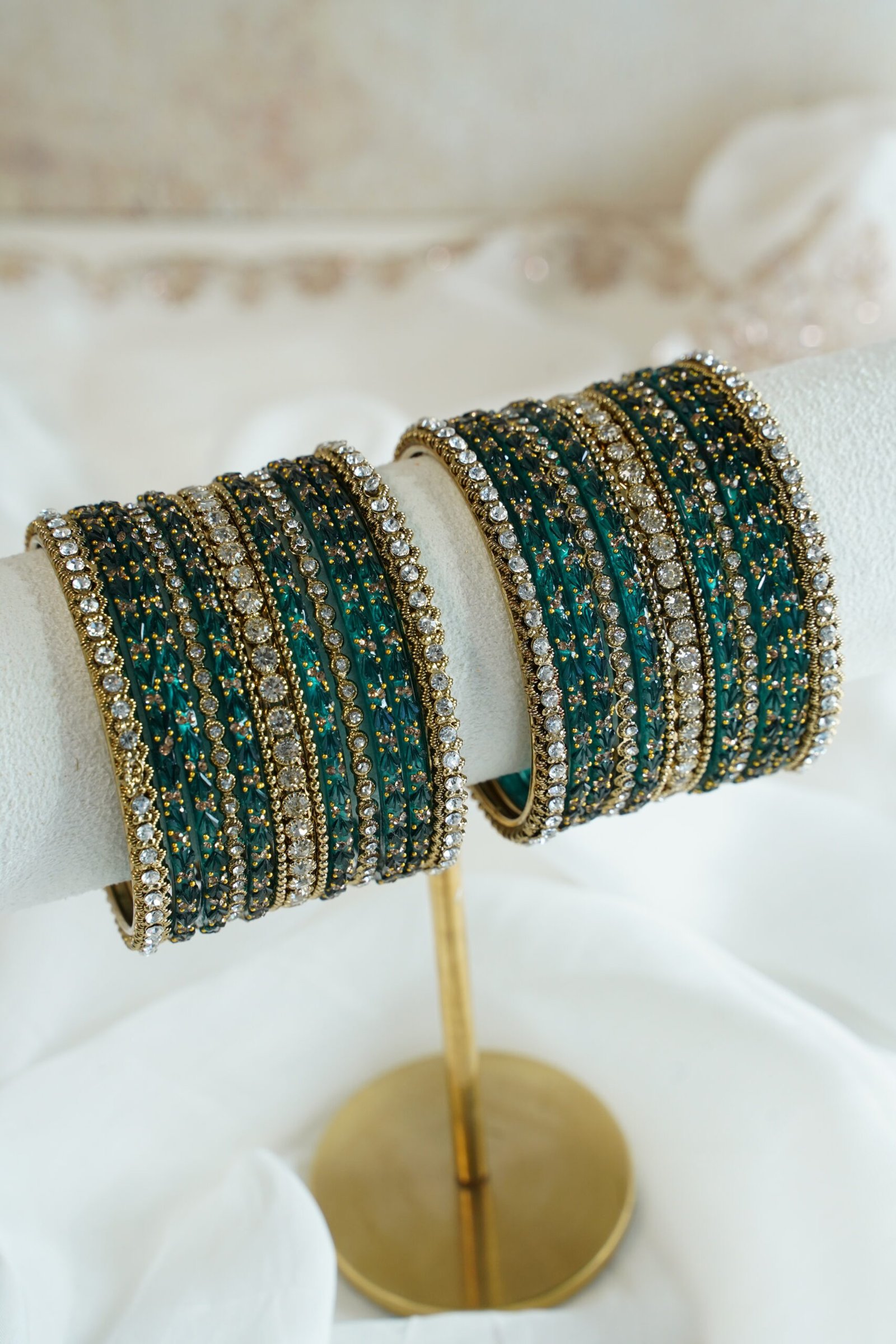 Aanchal glass bangle set in teal - South Asian festive bangles