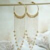 Cascade pearl kaleere with cascading pearl chain fringe - South Asian bridal jewelry