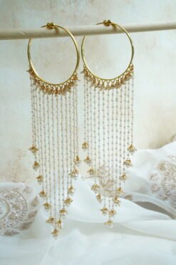 Cascade pearl kaleere with cascading pearl chain fringe - South Asian bridal jewelry
