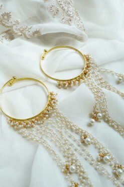 Cascade pearl kaleere with cascading pearl chain fringe - South Asian bridal jewelry