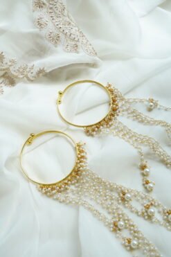 Cascade pearl kaleere with cascading pearl chain fringe - South Asian bridal jewelry