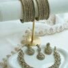 necklace and matching bangle combo set with earrings and tikka - South Asian festive jewelry