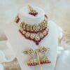 Geet kundan necklace set in pink with matching jhumka earrings and tikka - South Asian festive jewelry
