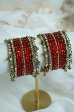 ghungroo stone glass bangle set, for South Asian festive wear