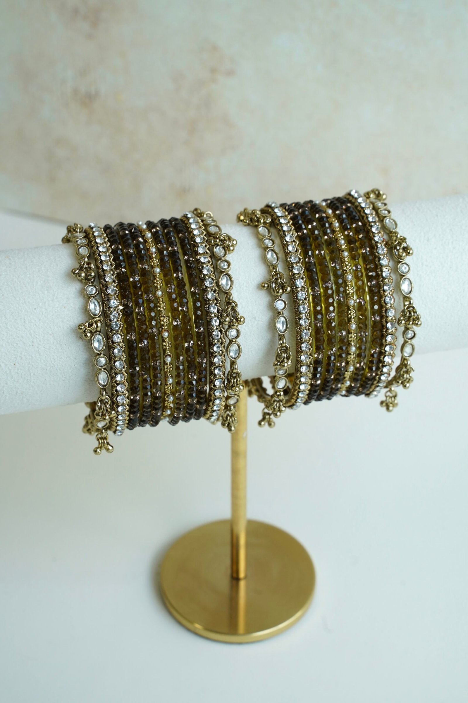 ghungroo stone glass bangle set, for South Asian festive wear