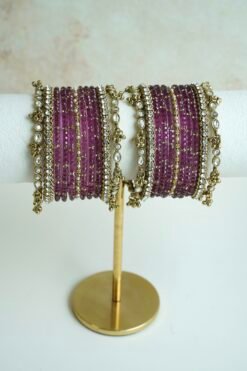 ghungroo stone glass bangle set, for South Asian festive wear