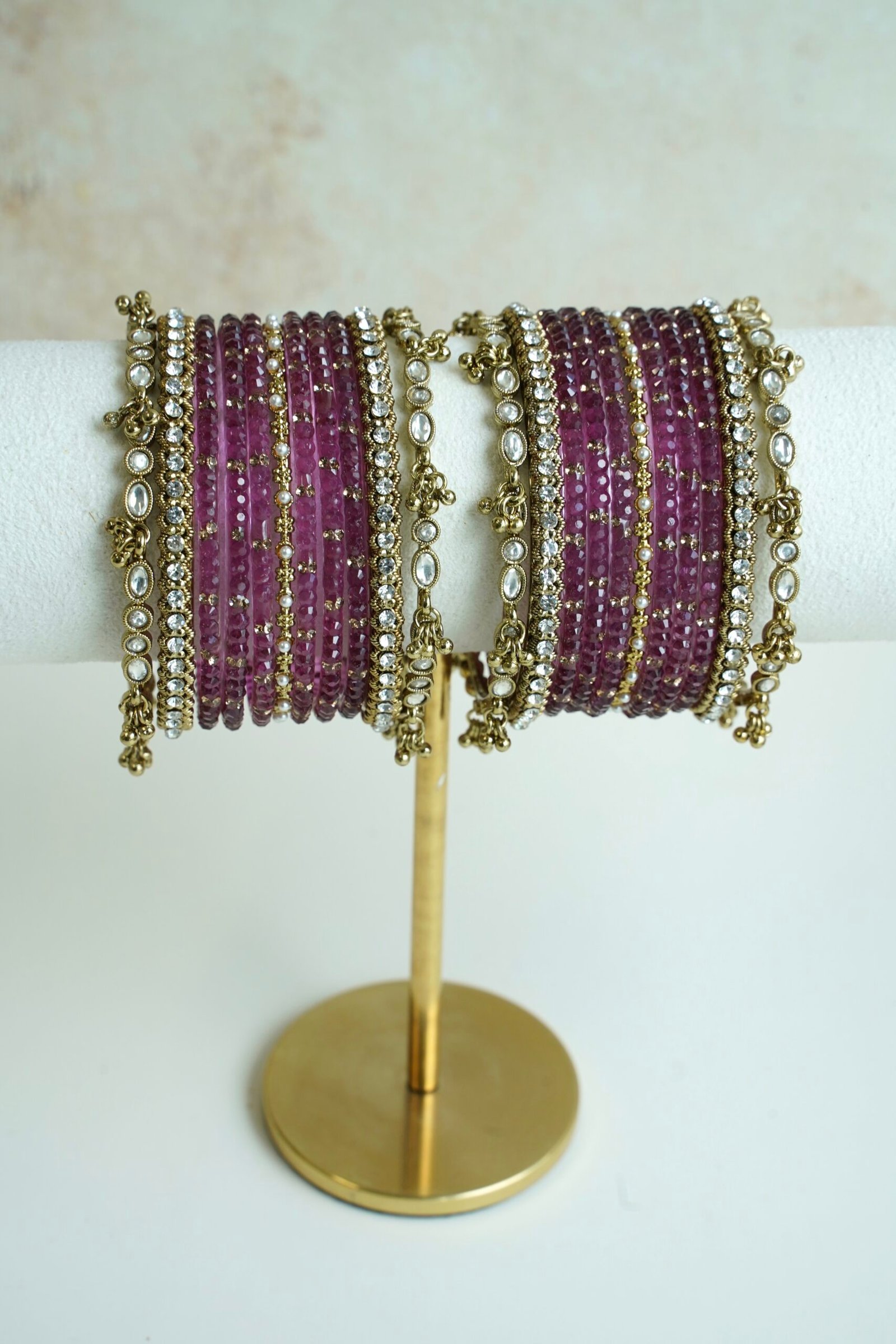 ghungroo stone glass bangle set, for South Asian festive wear