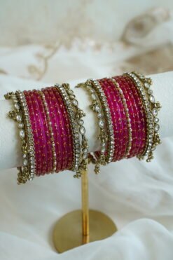 ghungroo stone glass bangle set, for South Asian festive wear