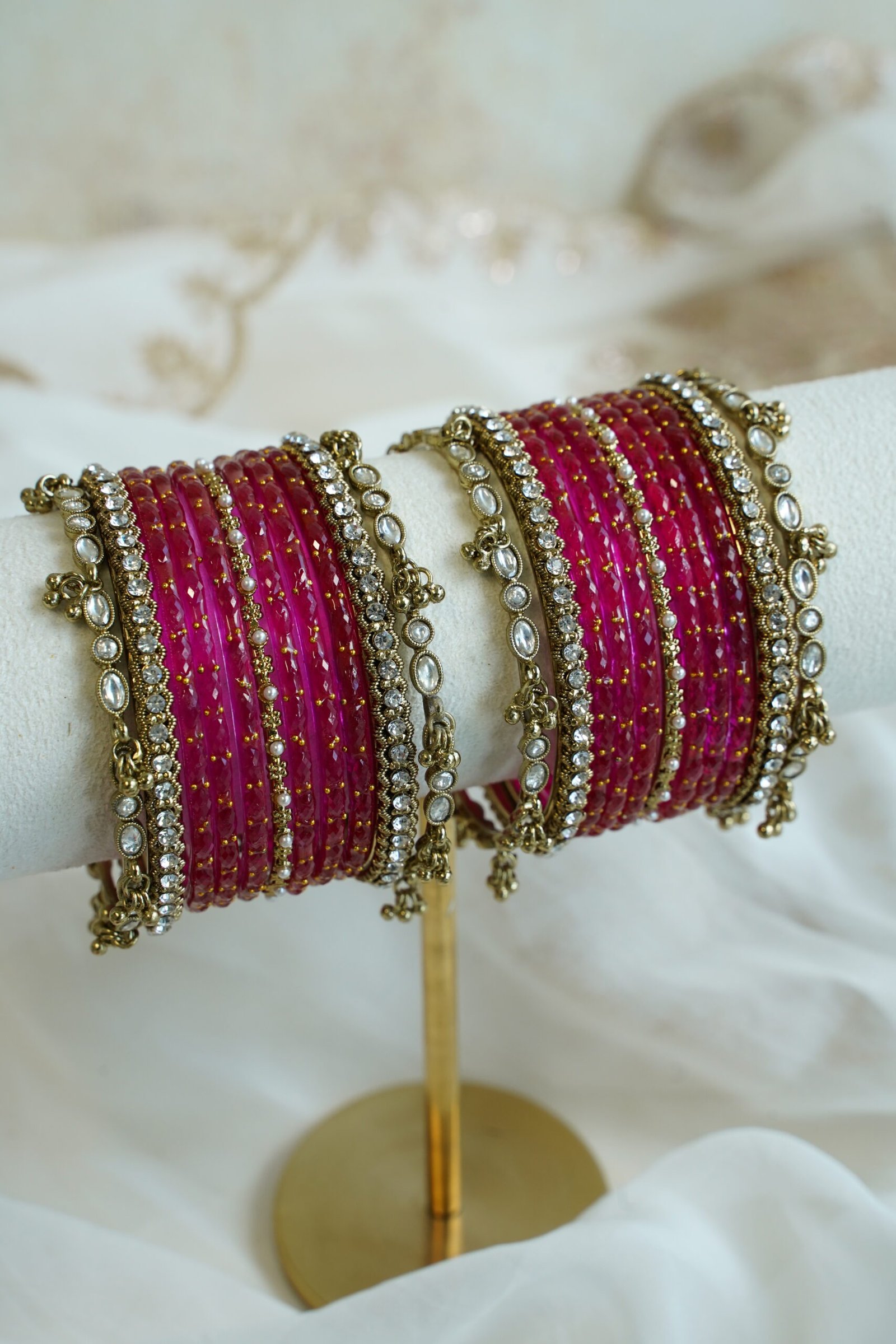 ghungroo stone glass bangle set, for South Asian festive wear