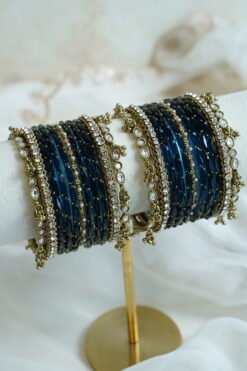 ghungroo stone glass bangle set, for South Asian festive wear