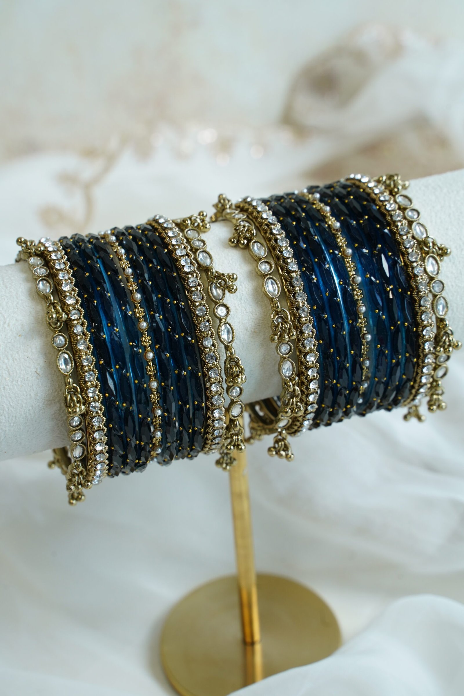 ghungroo stone glass bangle set, for South Asian festive wear