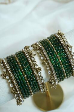 ghungroo stone glass bangle set, for South Asian festive wear