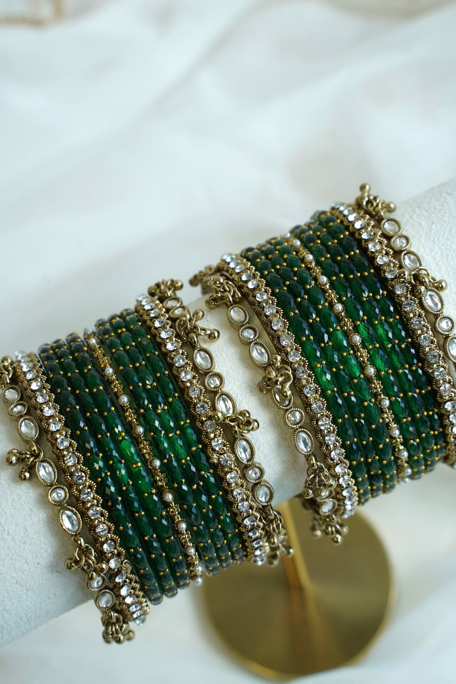 ghungroo stone glass bangle set, for South Asian festive wear