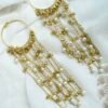 Ghungroo pearl kaleere with cascading pearl chain fringe, South Asian bridal jewelry