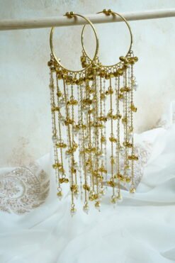 Ghungroo pearl kaleere with cascading pearl chain fringe, South Asian bridal jewelry