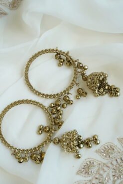 Jhumka charm bangle set with ghungroo bell detail - South Asian centerpiece bangles