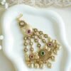 Kundan meenakari passa jhoomar with ruby and emerald detail - South Asian bridal hair jewelry