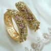 Rajwadi heritage kada bangle set with kundan and ruby detail - South Asian bridal jewelry
