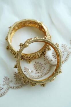 Rajwadi heritage kada bangle set with kundan and ruby detail - South Asian bridal jewelry