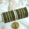 Mehak green and yellow kundan bangle set with floral detail - South Asian festive bangles