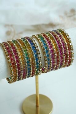Multi color kashmiri glass bangle set for both arms - South Asian festive and everyday wear