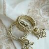 Pearl jhumka bangle set of 2 - South Asian bridal white and gold festive bangles