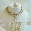 Simi kundan flexible necklace set in white with matching jhumka earrings and tikka - South Asian festive jewelry