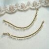 Single layer pearl kanchain earring chain - South Asian bridal jewelry