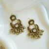 Anvi kundan chandbali earrings with pearl and gold leaf drops, South Asian festive jewelry