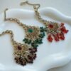 Crystal bead drop tikka with ruby detail, South Asian bridal jewelry