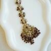 Floral crystal drop tikka with cascading beads, South Asian bridal jewelry