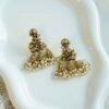 Krishna temple jhumka earrings with pearl fringe, South Asian traditional jewelry