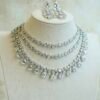 Luxe AD layered necklace set with clear stone detailing, South Asian bridal jewelry