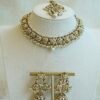 Shalini artificial kundan necklace set in white with statement earrings and tikka, South Asian festive jewelry