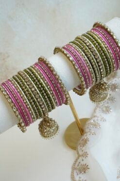 Pink-Green Custom Bangle Set
