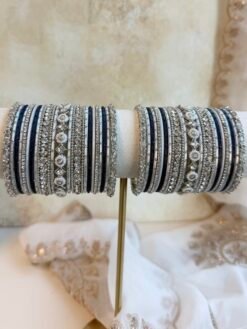 Custom Silver/Blue Bangle Set - Emily - Image 2